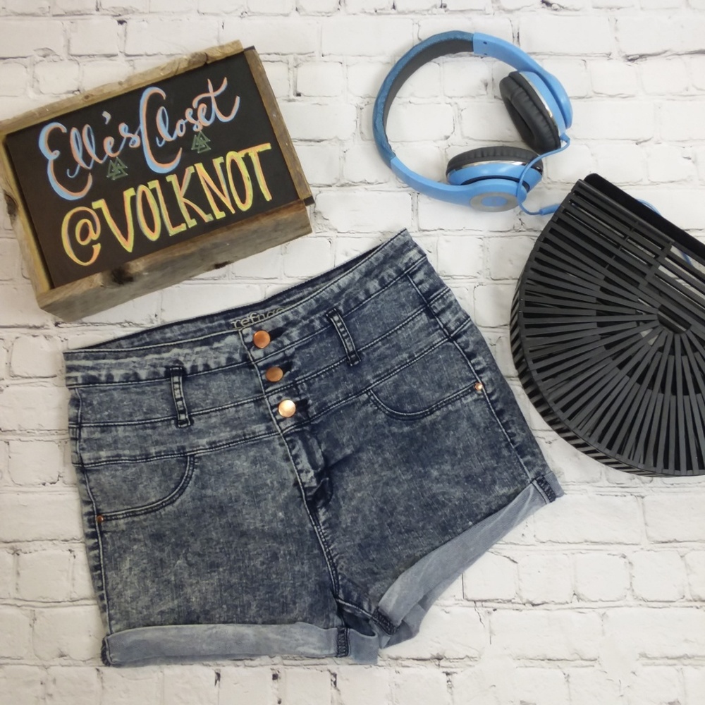 High Waist Acid Wash Jean Shorts